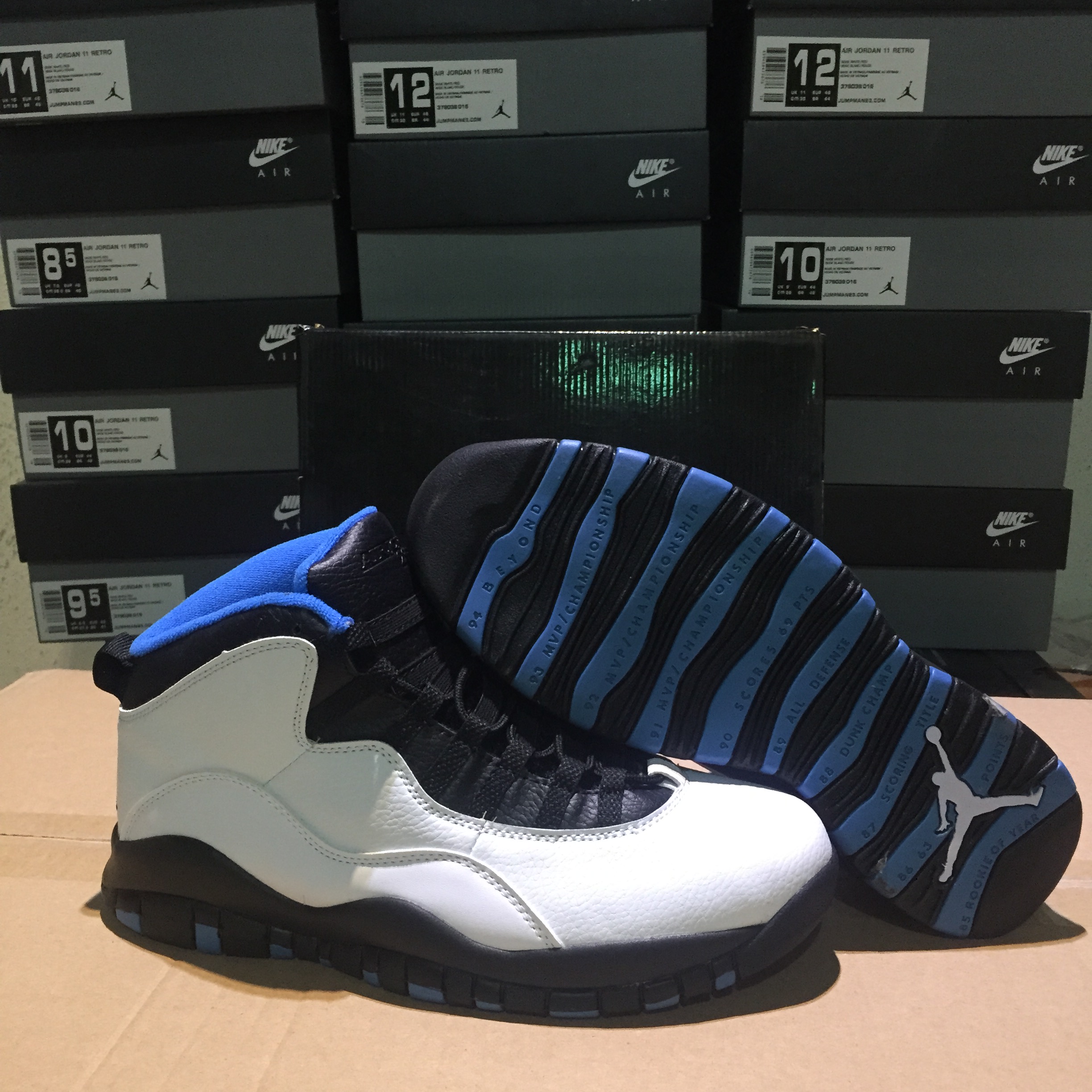 2018 Air Jordan 10 White Black Blue Shoes